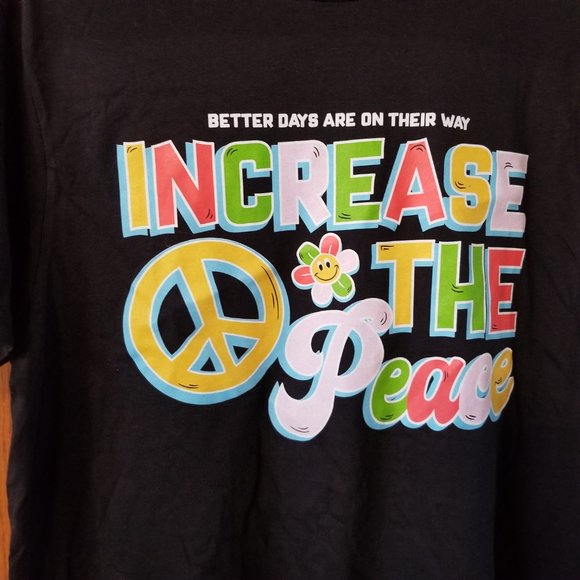 ❤️🛍️ NWOT "Increase the Peace" Black Short Sleeve Unisex T Shirt Size L❤️🛍️ - Picture 5 of 9